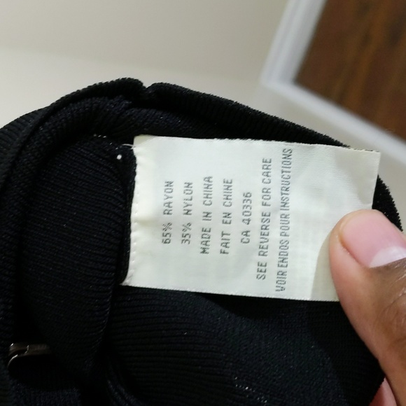 Ness| Black Long Sleeve Shirt With Buckle Laced Pattern Rayon Nylon Blend - Picture 6 of 9